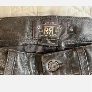 RRL (Double RL) Slim  Fit Leather Pants – – 30x34 – Fits 32 waist $1900.00